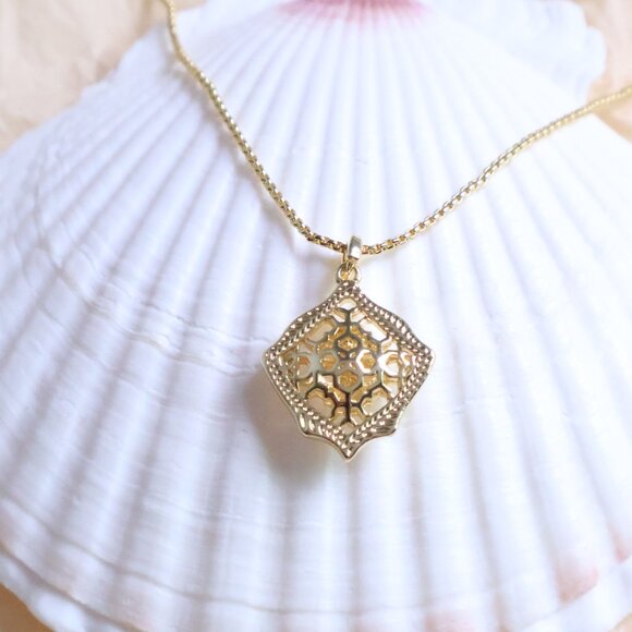 Kendra Scott Gold Kacey Filigree Mix Long Necklace - Picture 2 of 2